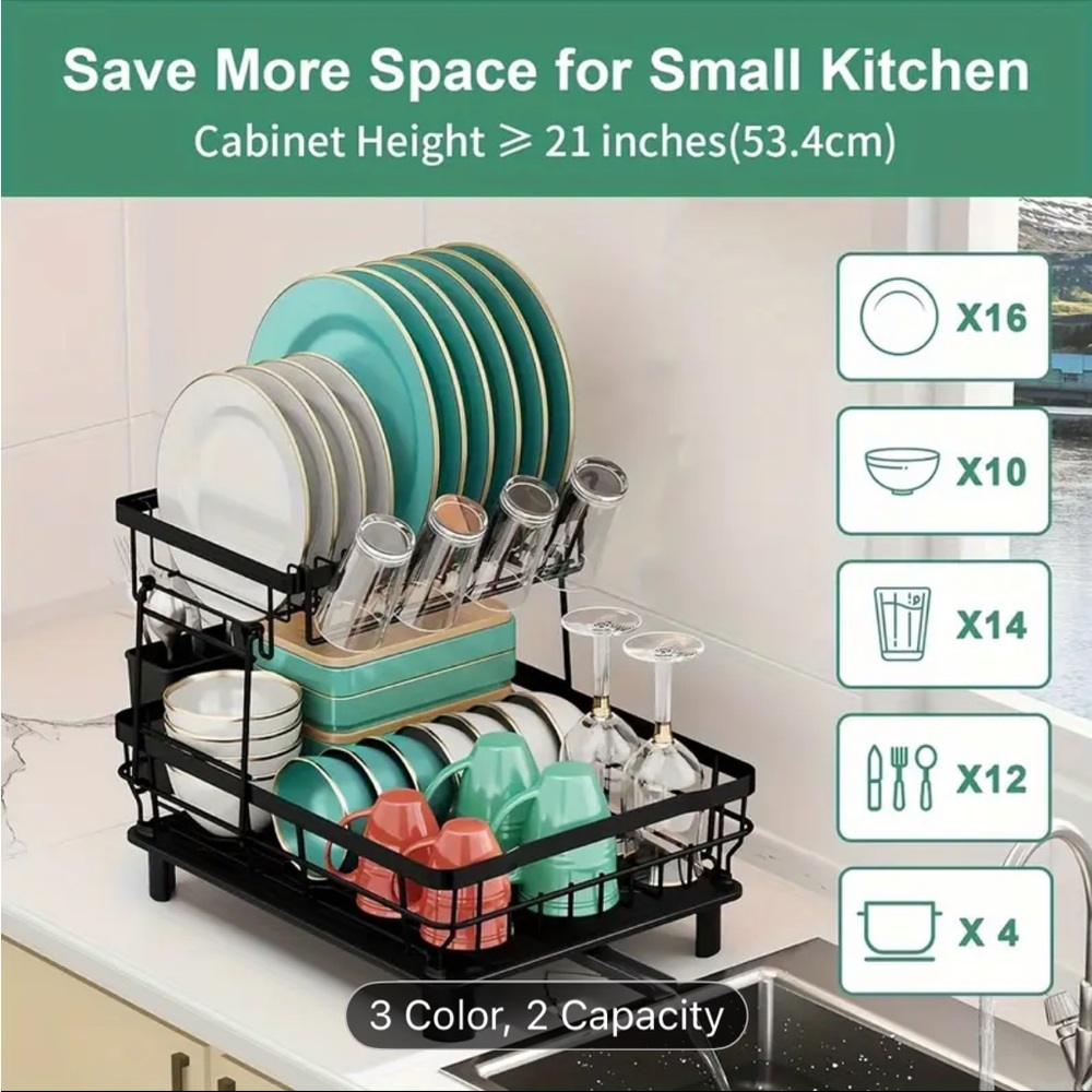 AOXSY Two-Tier Dish Drying Rack—NWT - Picture 2 of 10